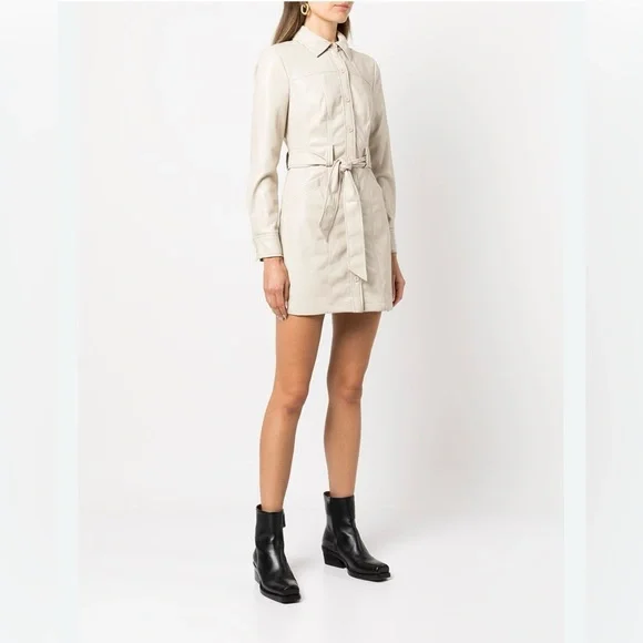 Jonathan Simkhai standard Karlee vegan leather belted waist tie mini dress - Picture 2 of 8